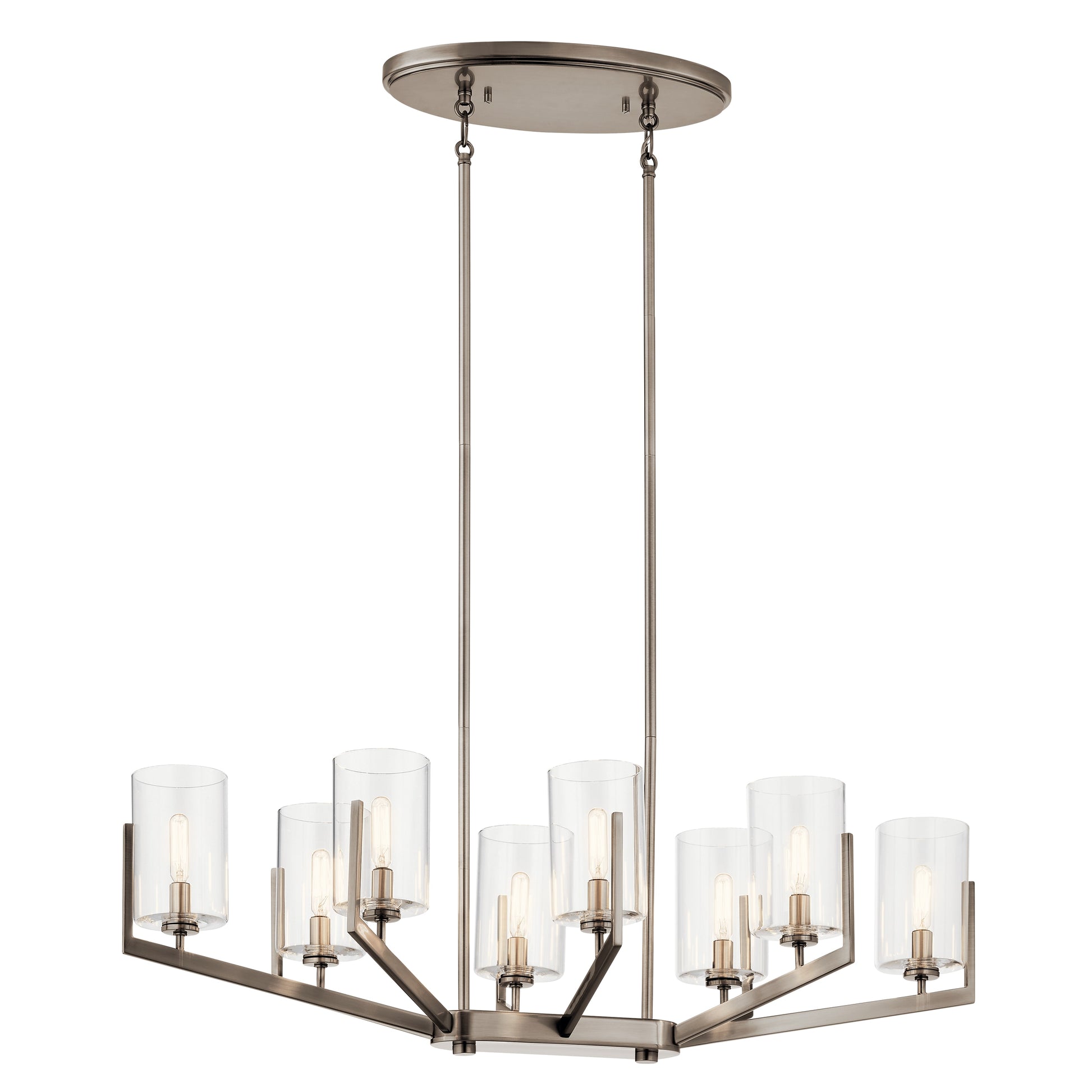 Kichler Nye 8 -Light Brushed Pewter Transitional For Use in Bedrooms, Dining Rooms, Foyers, Kitchens, Living Rooms Chandelier