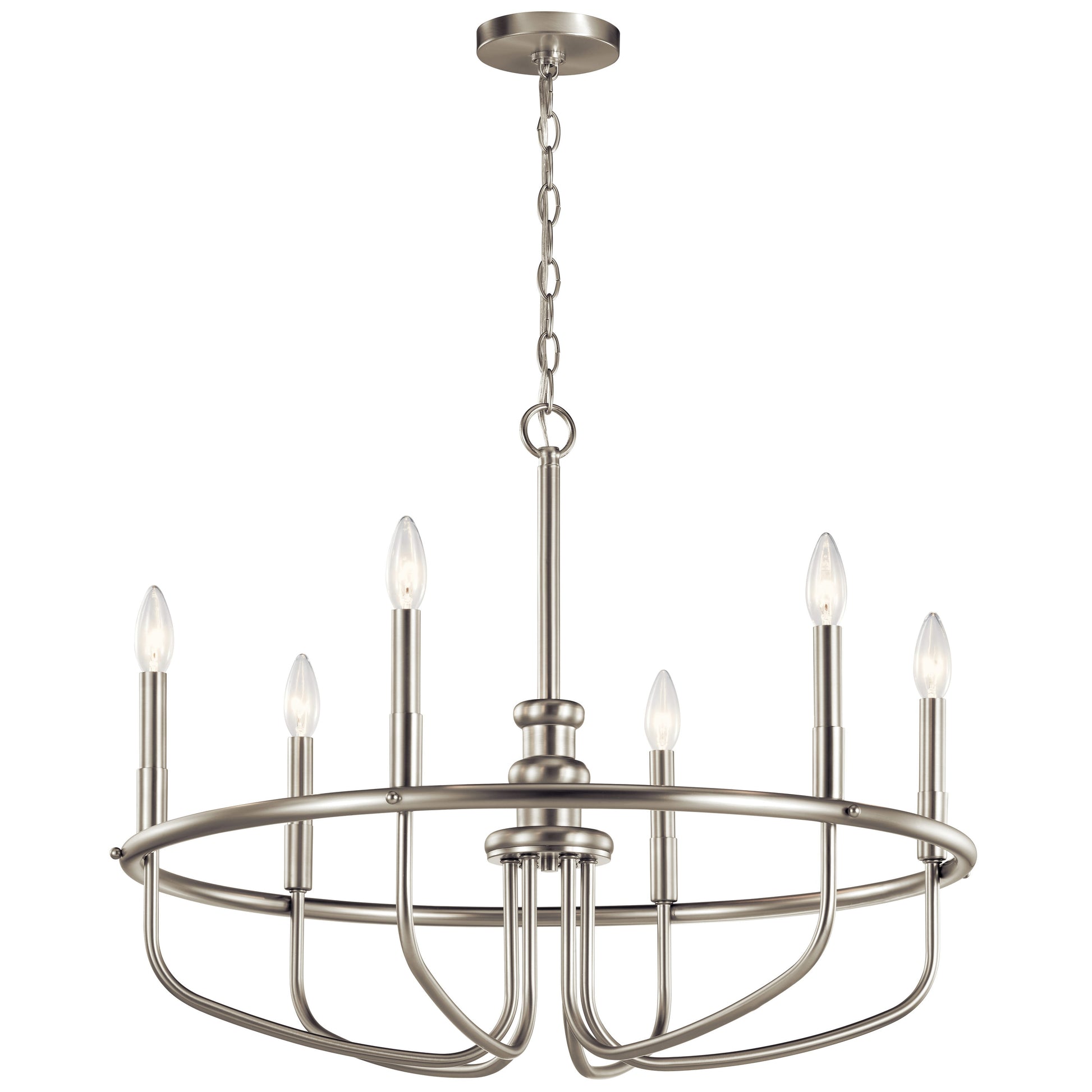 Kichler Capitol Hill 6 -Light Brushed Nickel Traditional For Use in Bedrooms, Dining Rooms, Foyers, Kitchens, Living Rooms Chandelier 2221012