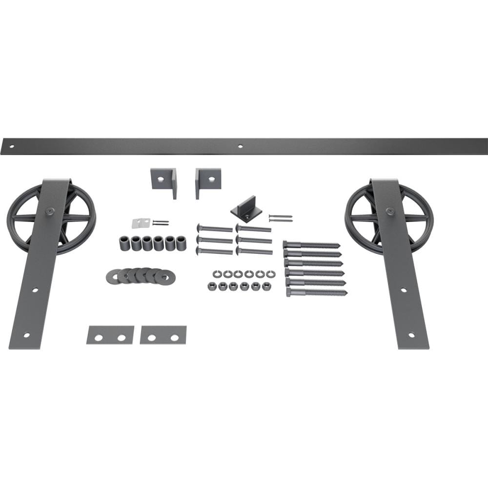 Goldberg Brothers 60-in Silver Metallic Indoor Wagon Wheel Single & Double Barn Door Hardware Kit GB600135HWSM