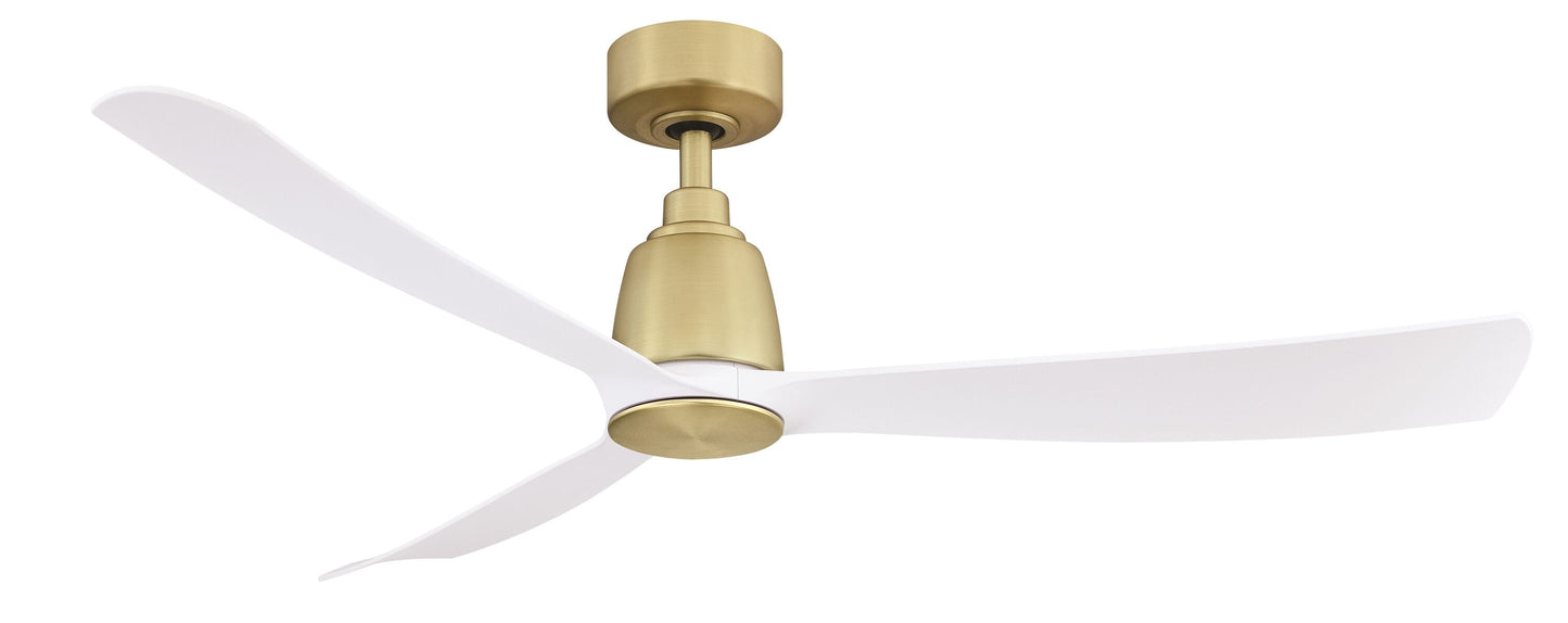 Fanimation Kute 52-in Outdoor Smart Brushed Satin Brass with Matte White Blades Propeller Ceiling Fan Light Kit Compatible - Remote Included ( 3 -Blade ) 2411277