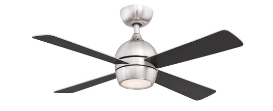 Fanimation Kwad 44-in Integrated LED Brushed Nickel with Brushed Nickel/Black Blades Ceiling Fan With Light - Remote Included ( 4 -Blade ) 2411256