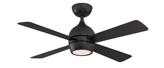 Fanimation Kwad 44-in Integrated LED Black with Black Blades Ceiling Fan With Light - Remote Included ( 4 -Blade ) 2411255