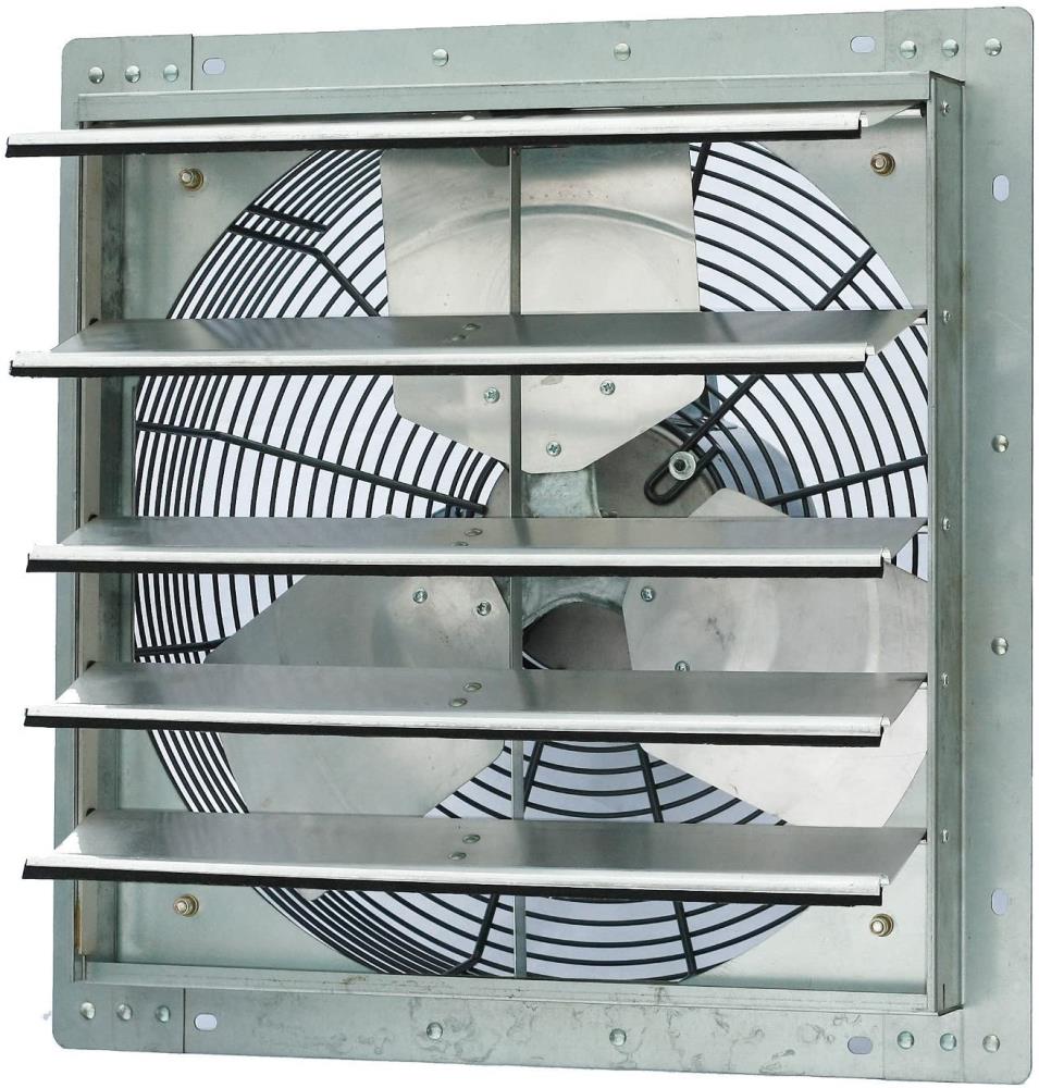 iLIVING Single Speed Shutter Exhaust Fan 18-in Indoor Silver Wall Mounted Fan ILG8SF18S