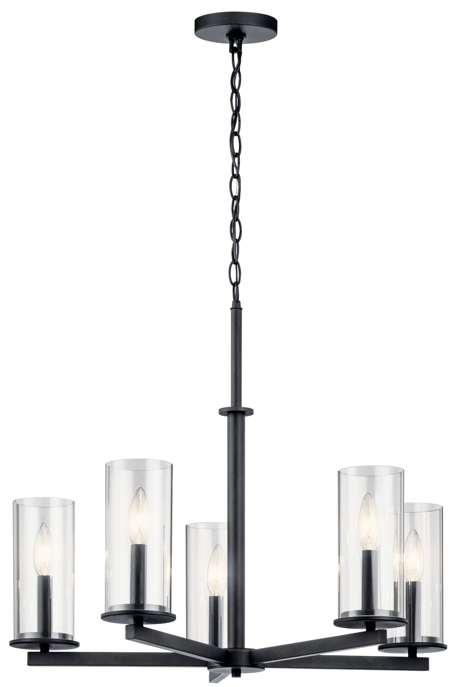 Kichler Crosby 5 -Light Black Modern/contemporary For Use in Bedrooms, Dining Rooms, Foyers, Kitchens, Living Rooms Chandelier 2416110