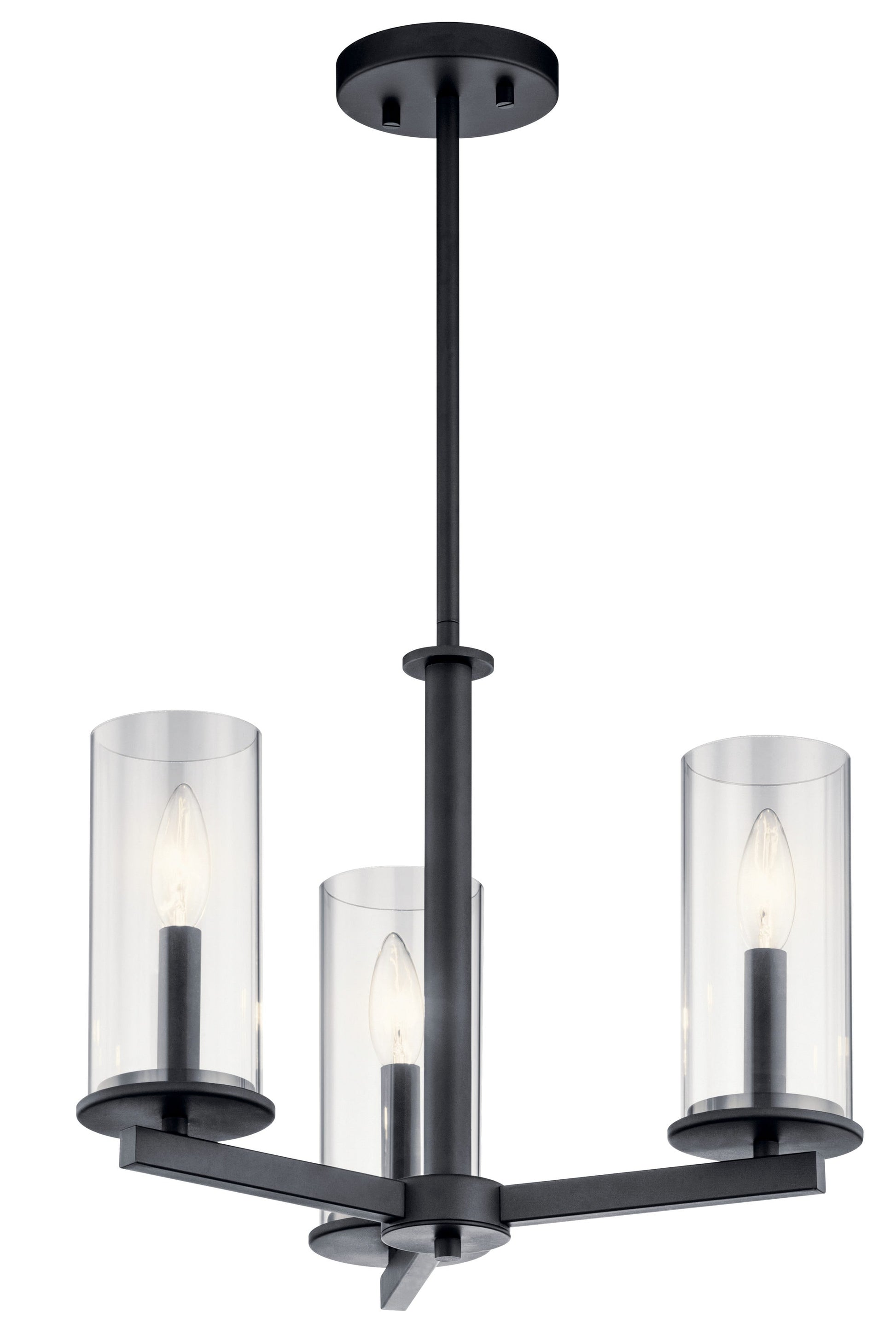 Kichler Crosby 3 -Light Black Modern/contemporary For Use in Bedrooms, Dining Rooms, Foyers, Kitchens, Living Rooms Chandelier 2416109