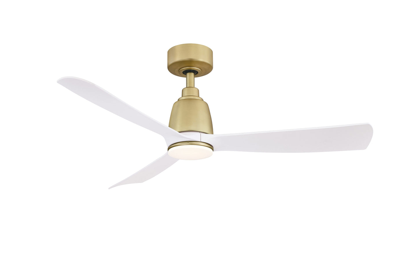 Fanimation Kute 44-in Brushed Satin Brass with Matte White Blades Color-changing Integrated LED Indoor/Outdoor Smart Propeller Ceiling Fan with Light and Remote (3-Blade) FPD8547BS-LK