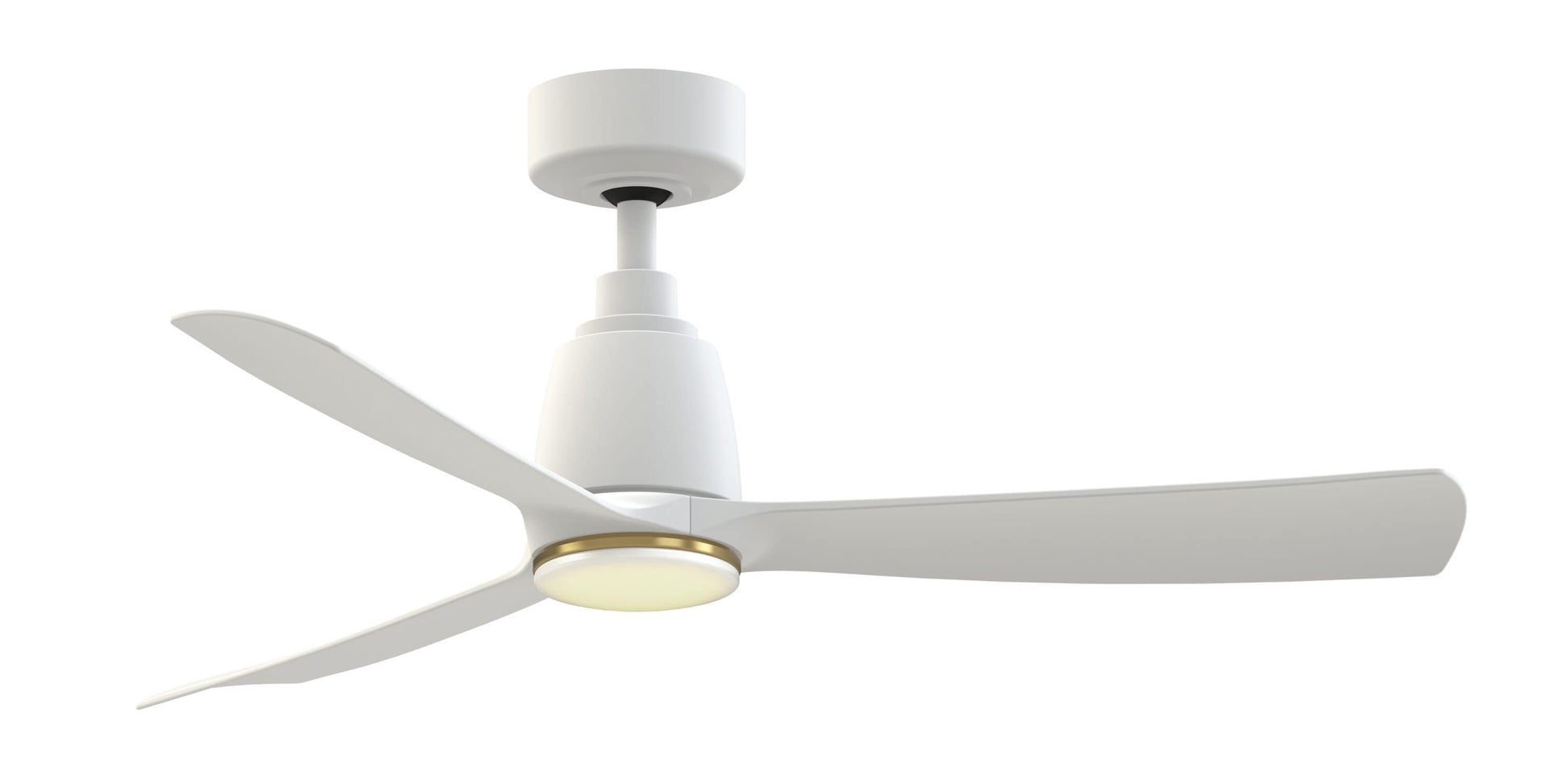 Fanimation Kute 44-in Matte White/Brushed Satin Brass with Matte White Blades Color-changing Integrated LED Indoor/Outdoor Smart Propeller Ceiling Fan with Light and Remote (3-Blade) FPD8547MW-LKBS