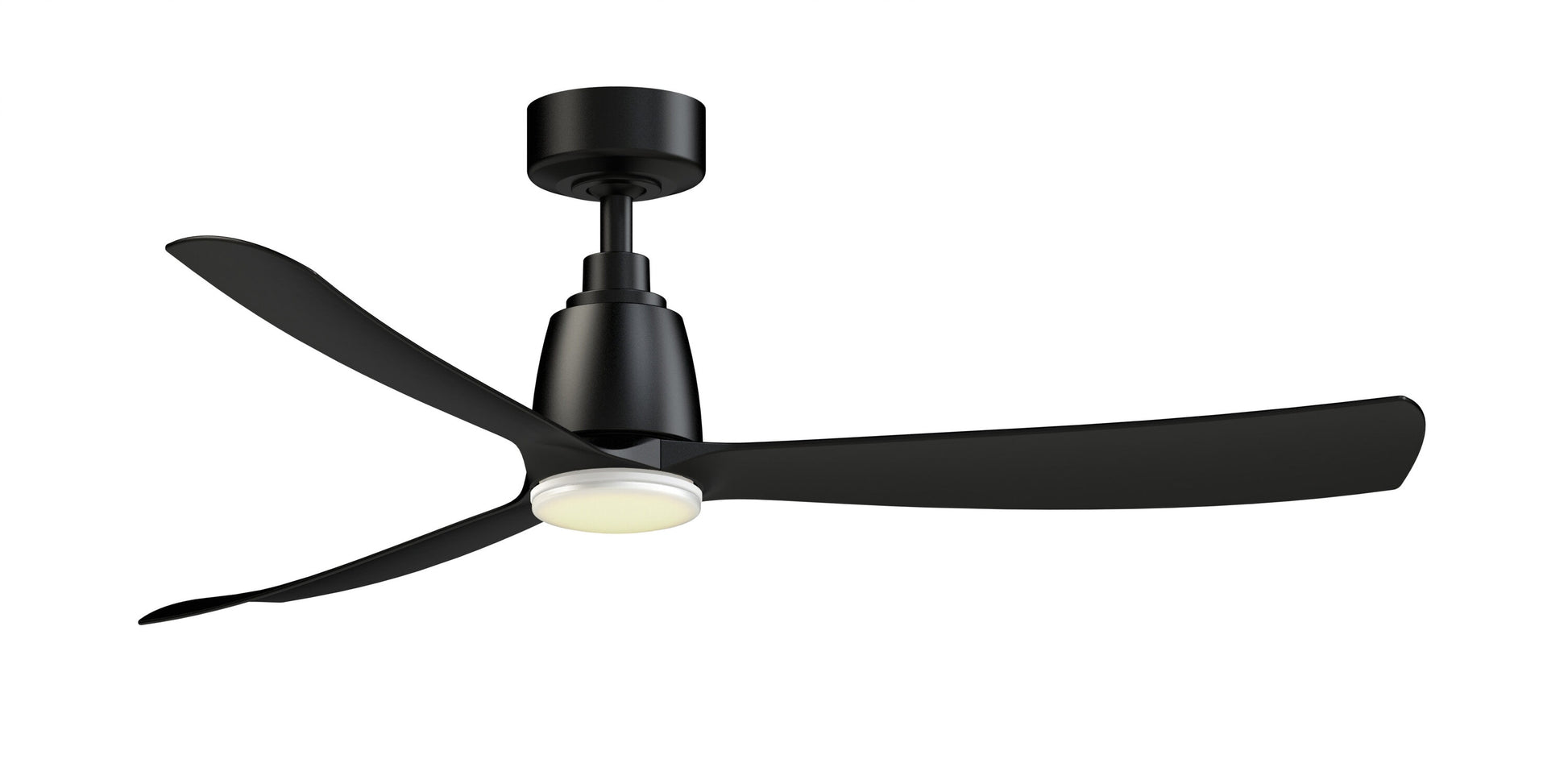 Fanimation Kute 52-in Black/Matte White with Black Blades Color-changing Integrated LED Indoor/Outdoor Smart Propeller Ceiling Fan with Light and Remote (3-Blade) FPD8534BL-LKMW