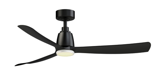 Fanimation Kute 52-in Black/Matte White with Black Blades Color-changing Integrated LED Indoor/Outdoor Smart Propeller Ceiling Fan with Light and Remote (3-Blade) FPD8534BL-LKMW