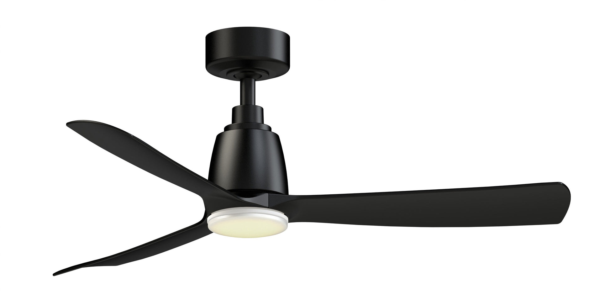 Fanimation Kute 44-in Black/Matte White with Black Blades Color-changing Integrated LED Indoor/Outdoor Smart Propeller Ceiling Fan with Light and Remote (3-Blade) FPD8547BL-LKMW