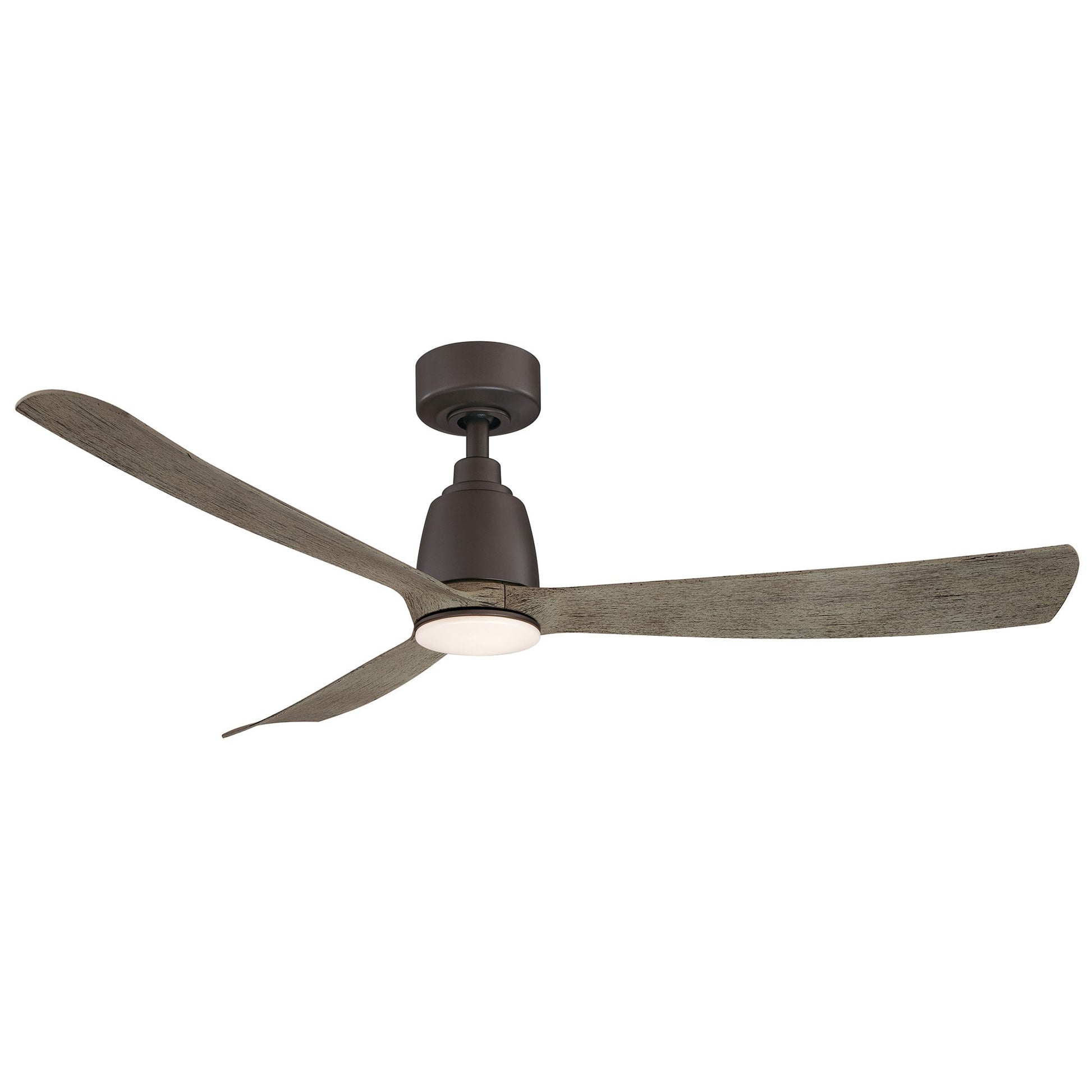 Fanimation Kute 52-in Matte Greige with Weathered Wood Blades Color-changing Integrated LED Indoor/Outdoor Smart Propeller Ceiling Fan with Light and Remote (3-Blade) FPD8534GR-LK