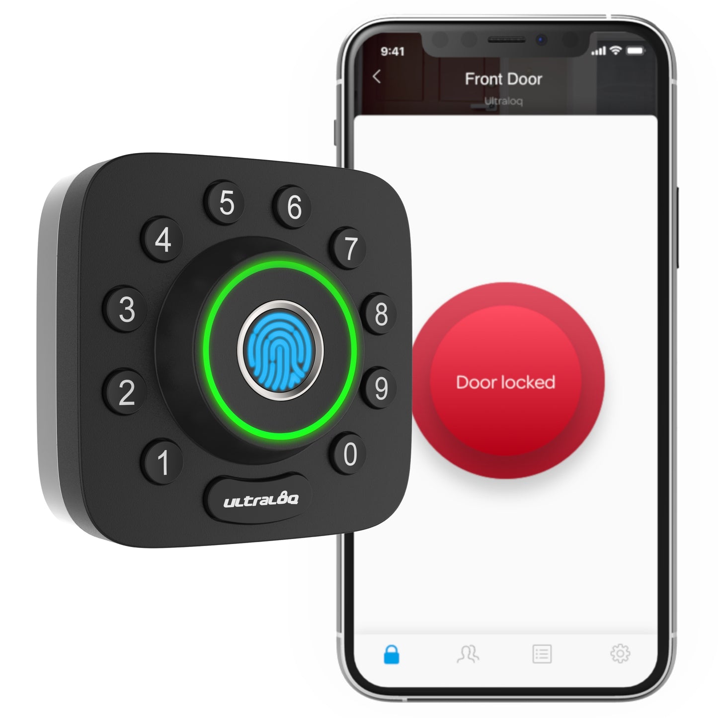 Ultraloq U-Bolt Pro Black with Silver Smart Lock Electronic Deadbolt Bluetooth Fingerprint Keypad U-BOLT-PRO-B