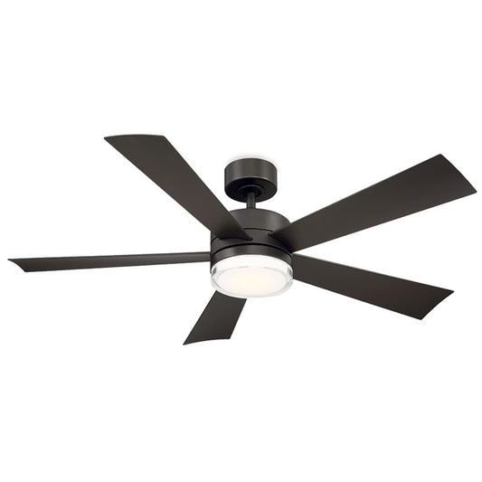 Modern Forms Wynd 52-in Bronze Integrated LED Indoor/Outdoor Smart Ceiling Fan with Light and Remote (5-Blade) FR-W1801-52L-BZ