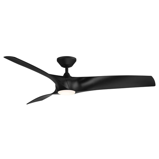 Modern Forms Zephyr 62-in Integrated LED Outdoor Smart Matte Black with Matte Black Blades Ceiling Fan With Light - Remote Included ( 3 -Blade )