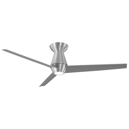 Modern Forms Slim 52-in Brushed Aluminum Integrated LED Indoor/Outdoor Flush Mount Smart Ceiling Fan with Light and Remote (3-Blade) FH-W2003-52L-BA