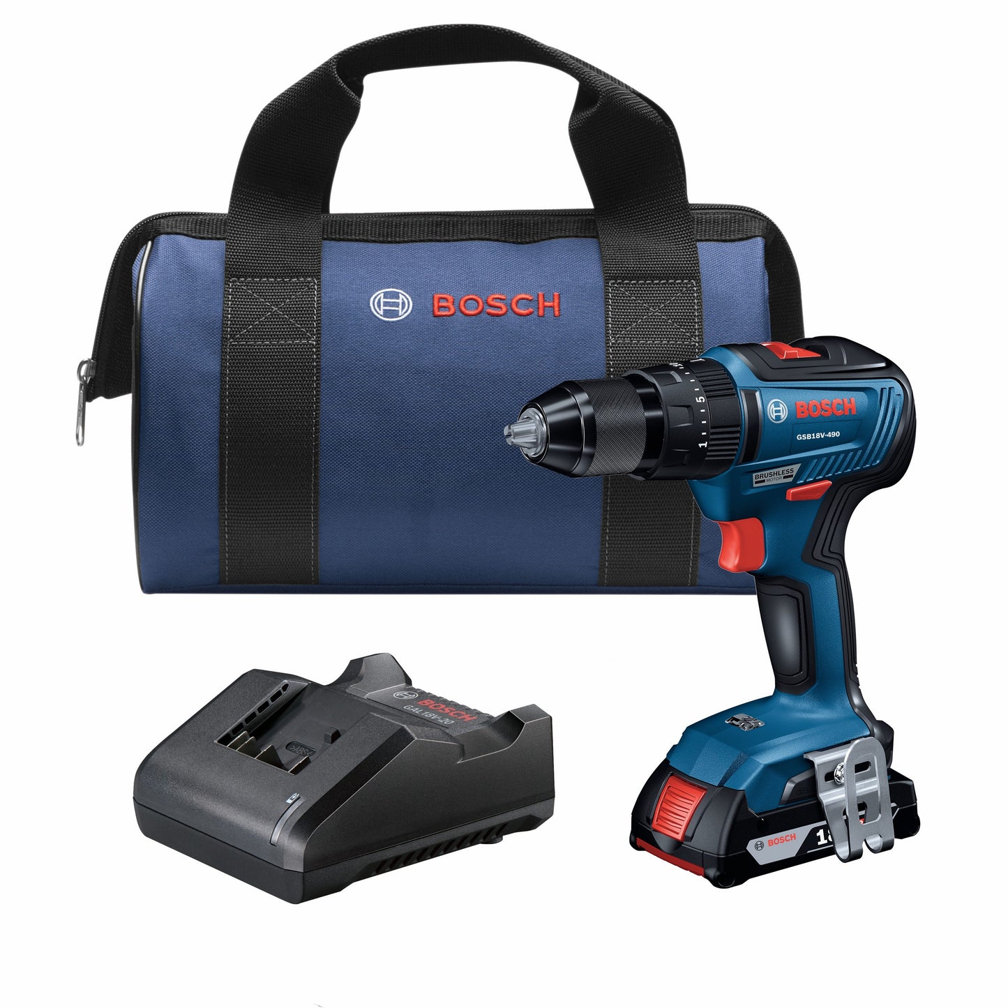 Bosch 1/2-in 18-volt Variable Speed Brushless Cordless Hammer Drill (1-Battery Included) GSB18V-490B12
