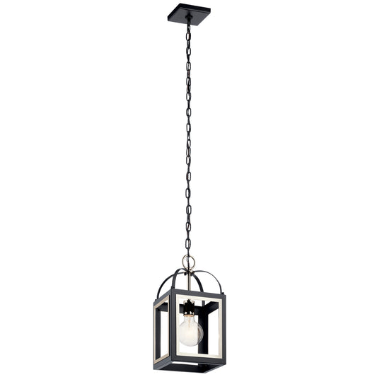 Kichler Vath 1 -Light Black w/Polished Nickel Industrial Lantern Medium Hanging Pendant light 2548611