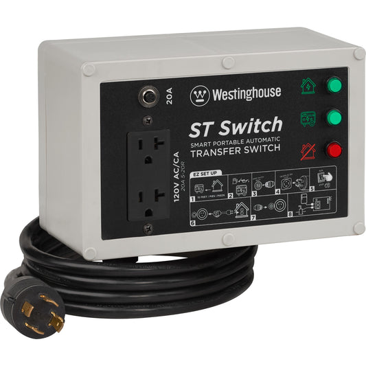 Westinghouse 20-Amp 120V 25' Cord, Portable Reliable Home Backup Smart Automatic Transfer Switch STS1