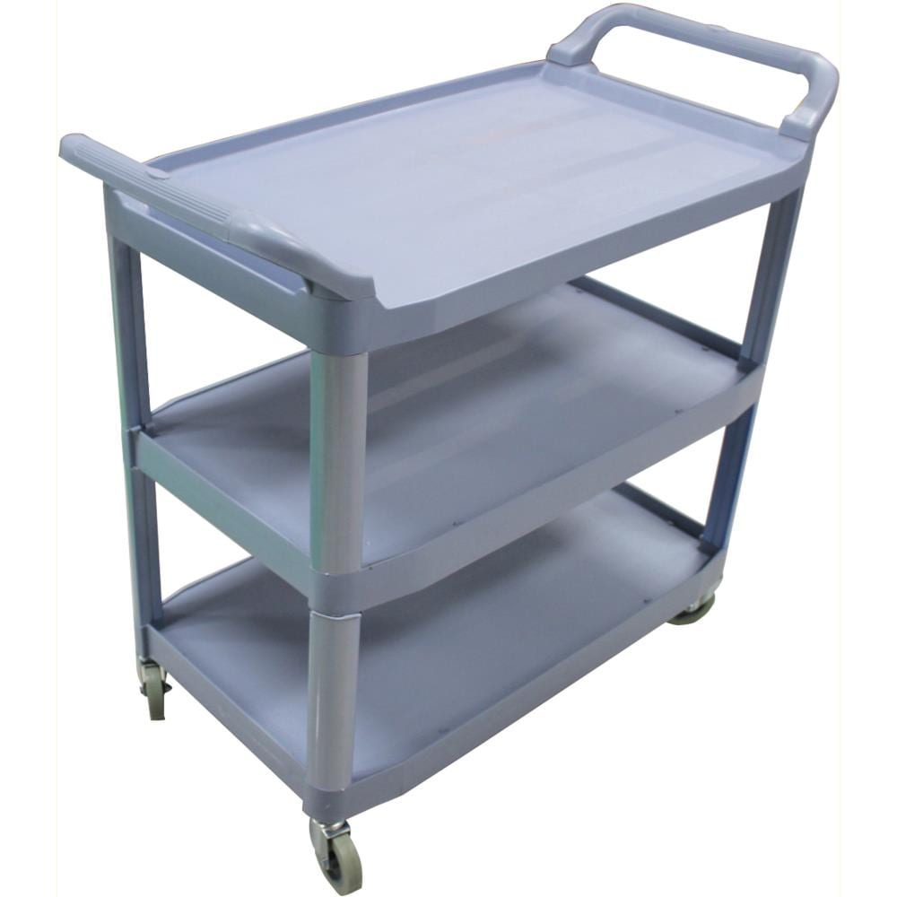 Impact Gray Plastic Utility Cart with 3 Shelves and Wheels, 38.6 lbs. Weight Capacity, 20.5-in Width, 10-in Height IMP7006