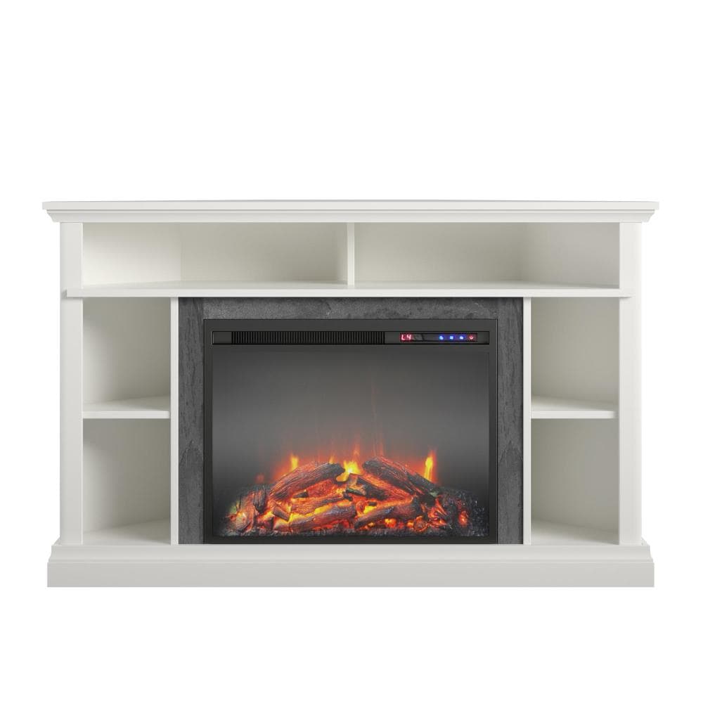 Ameriwood Home 47.625-in W White TV Stand with Fan-forced Electric Fireplace 1805013COM