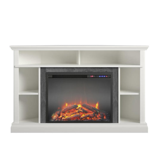 Ameriwood Home 47.625-in W White TV Stand with Fan-forced Electric Fireplace 1805013COM