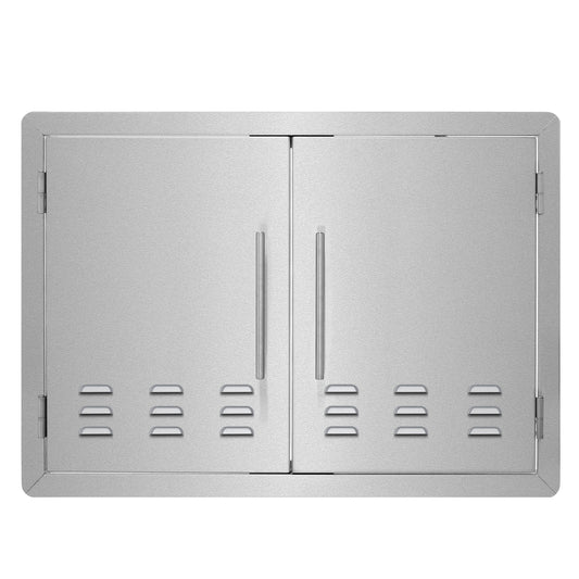 AdirHome Single Face BBQ Grill Double Access Door Panel with Vent Built-In Grill Cabinet Double Doors 302-30-SF-V