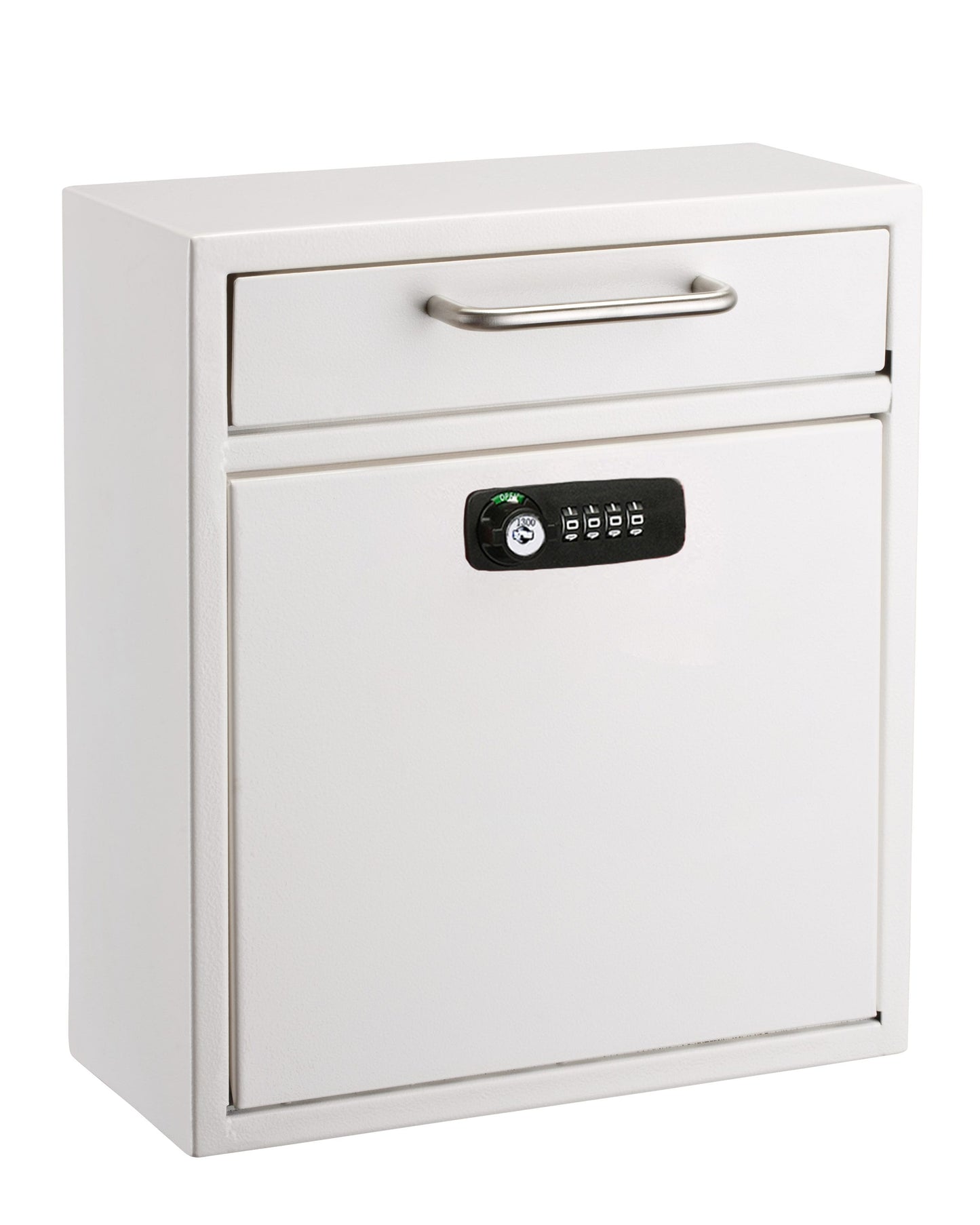 AdirOffice Wall Mount White Metal Standard Lockable Mailbox 631-05-WHI-KC