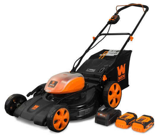 WEN 40-volt 21-in Cordless Push Lawn Mower 4 Ah (2-Batteries and Charger Included) 40441