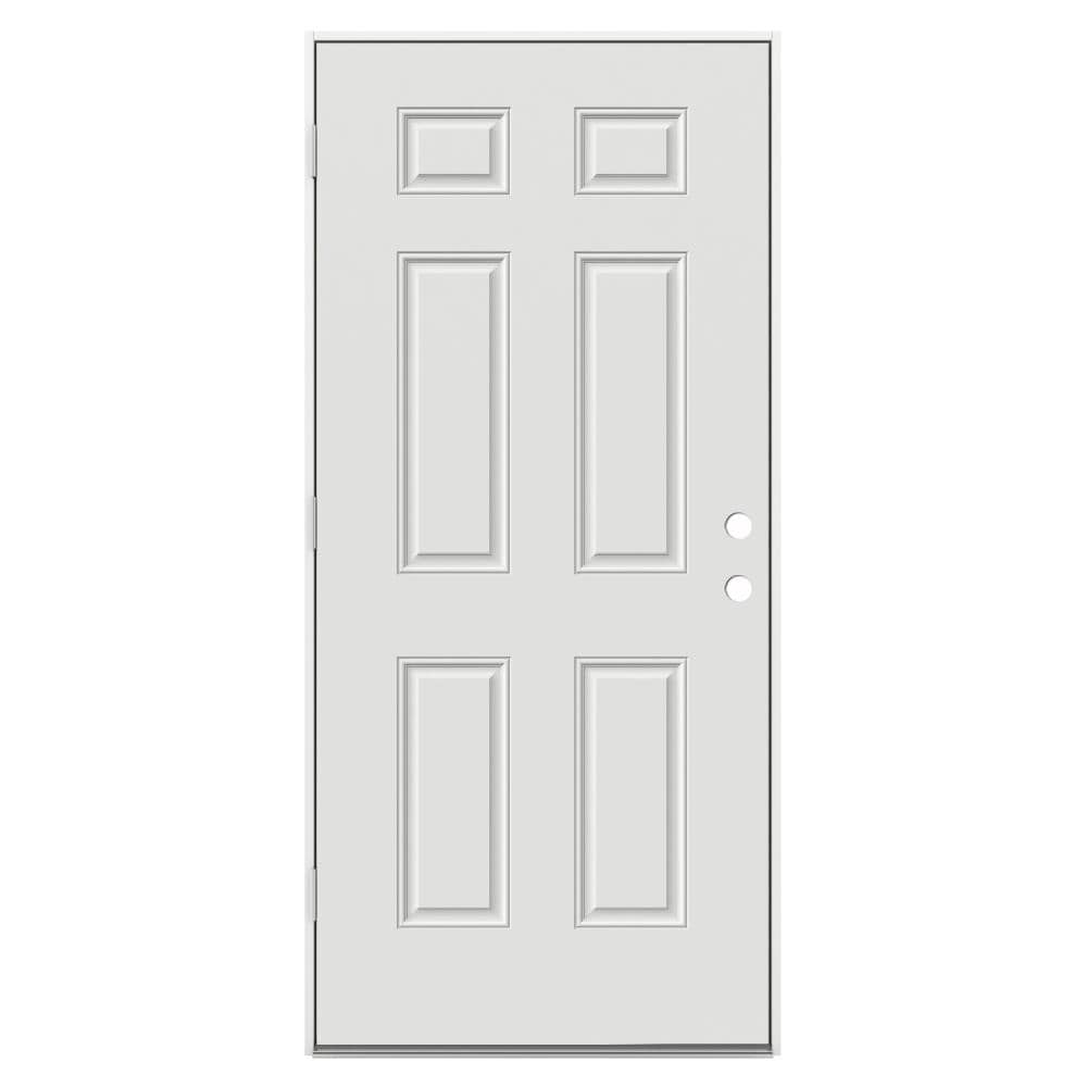 JELD-WEN 32-in x 80-in x Steel No glass Right-hand outswing Primed Fire Rated Prehung Front Door Insulating core
