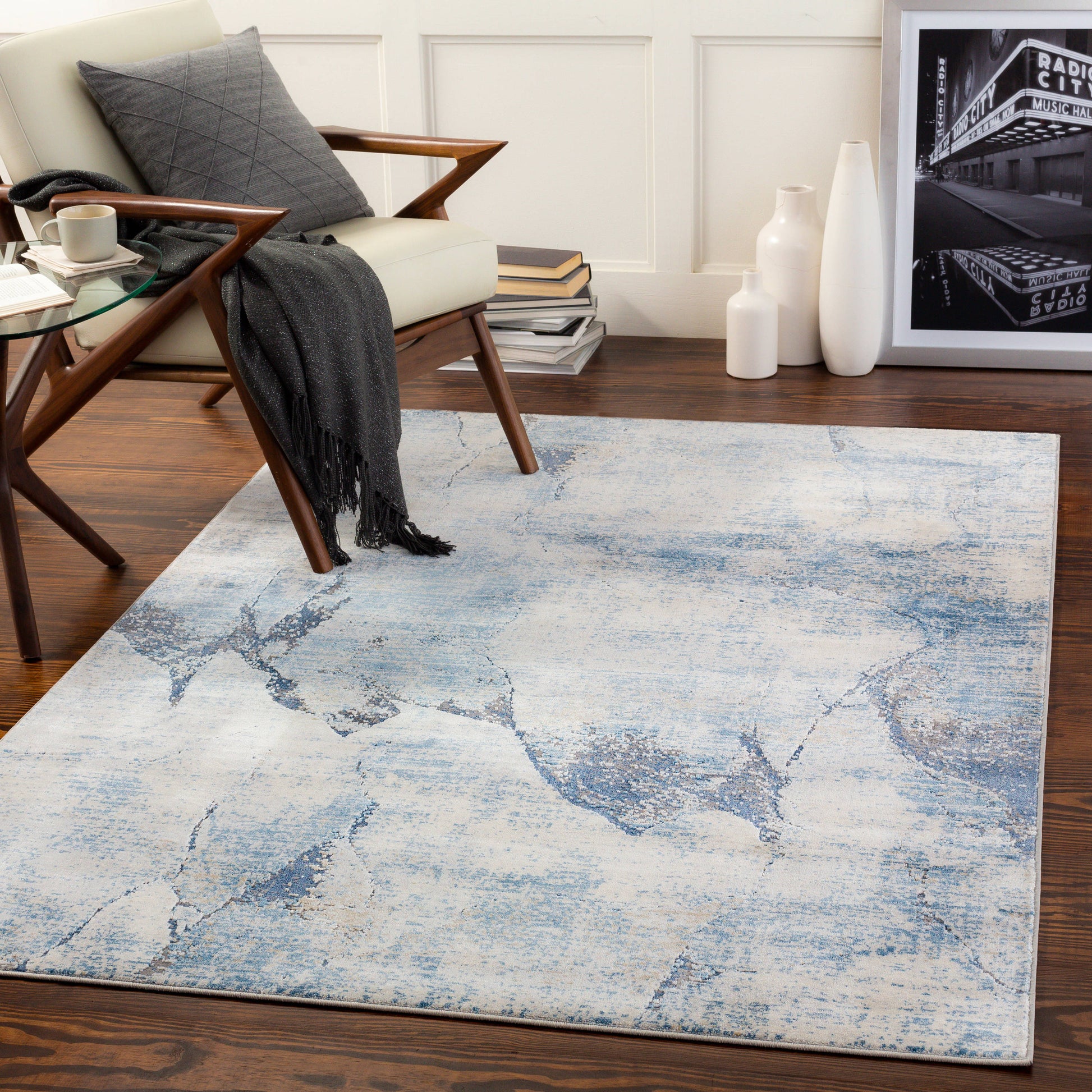 Surya Norland 5 x 7 (ft) Flatweave Denim Rectangular Indoor Abstract Mid-Century Modern Pet Friendly Area rug