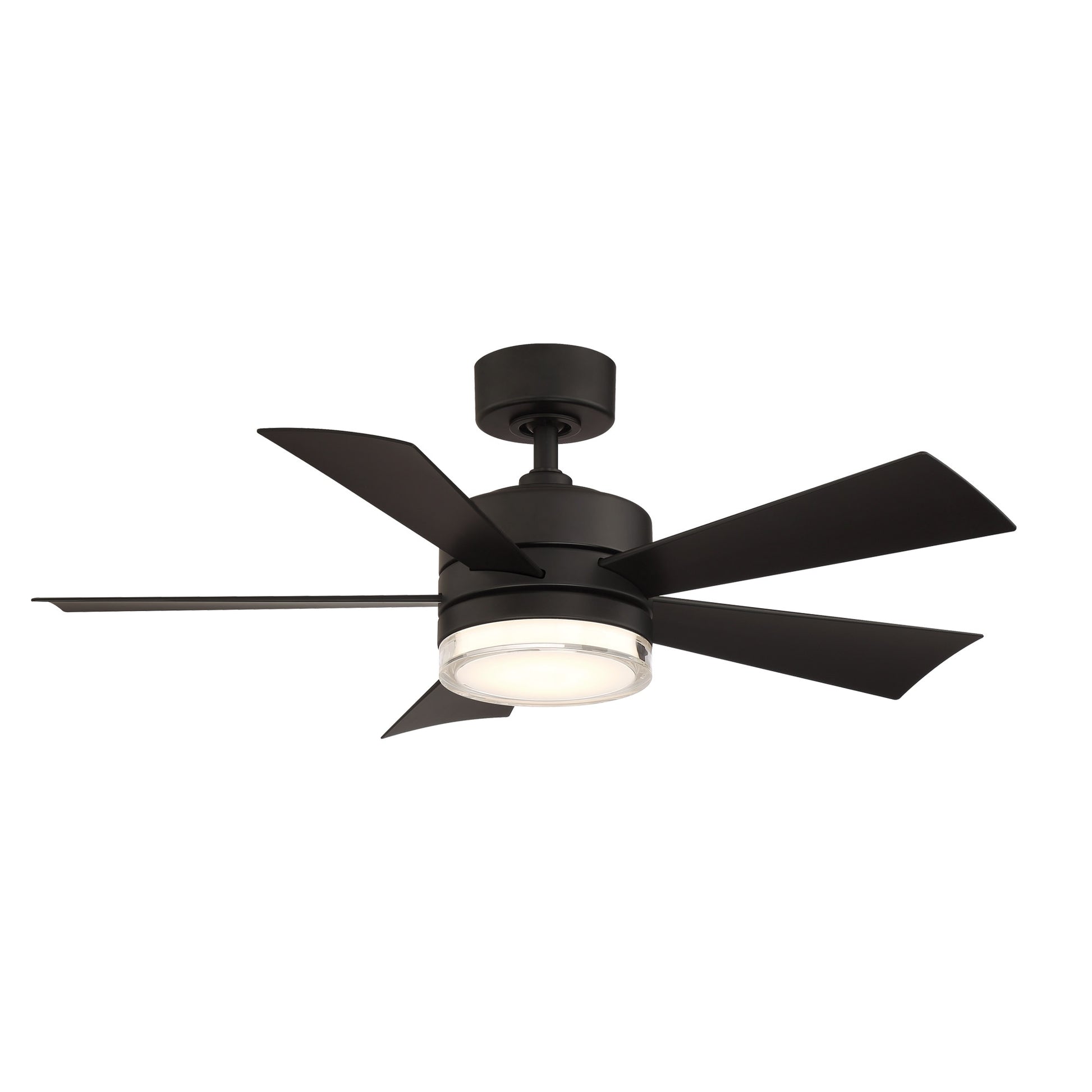 Modern Forms Wynd 42-in Matte black Integrated LED Indoor/Outdoor Smart Ceiling Fan with Light and Remote (5-Blade) FR-W1801-42L-MB