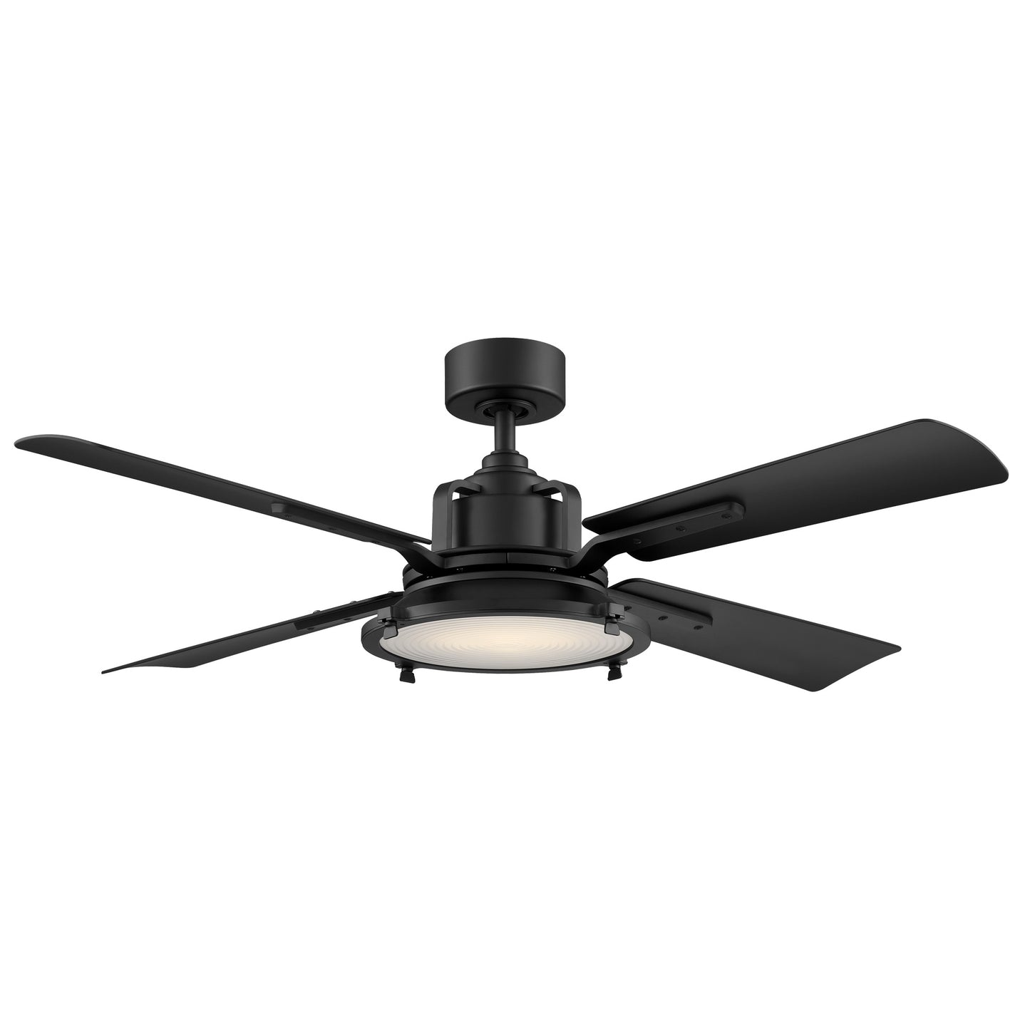 Modern Forms Nautilus 56-in Matte black Integrated LED Indoor/Outdoor Smart Ceiling Fan with Light and Remote (4-Blade) FR-W1818-56L-MB