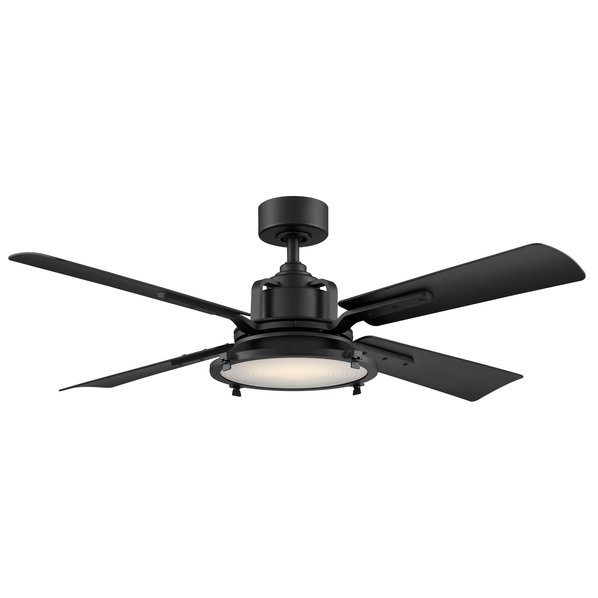 Modern Forms Nautilus 56-in Matte black Integrated LED Indoor/Outdoor Smart Ceiling Fan with Light and Remote (4-Blade) FR-W1818-56L-MB