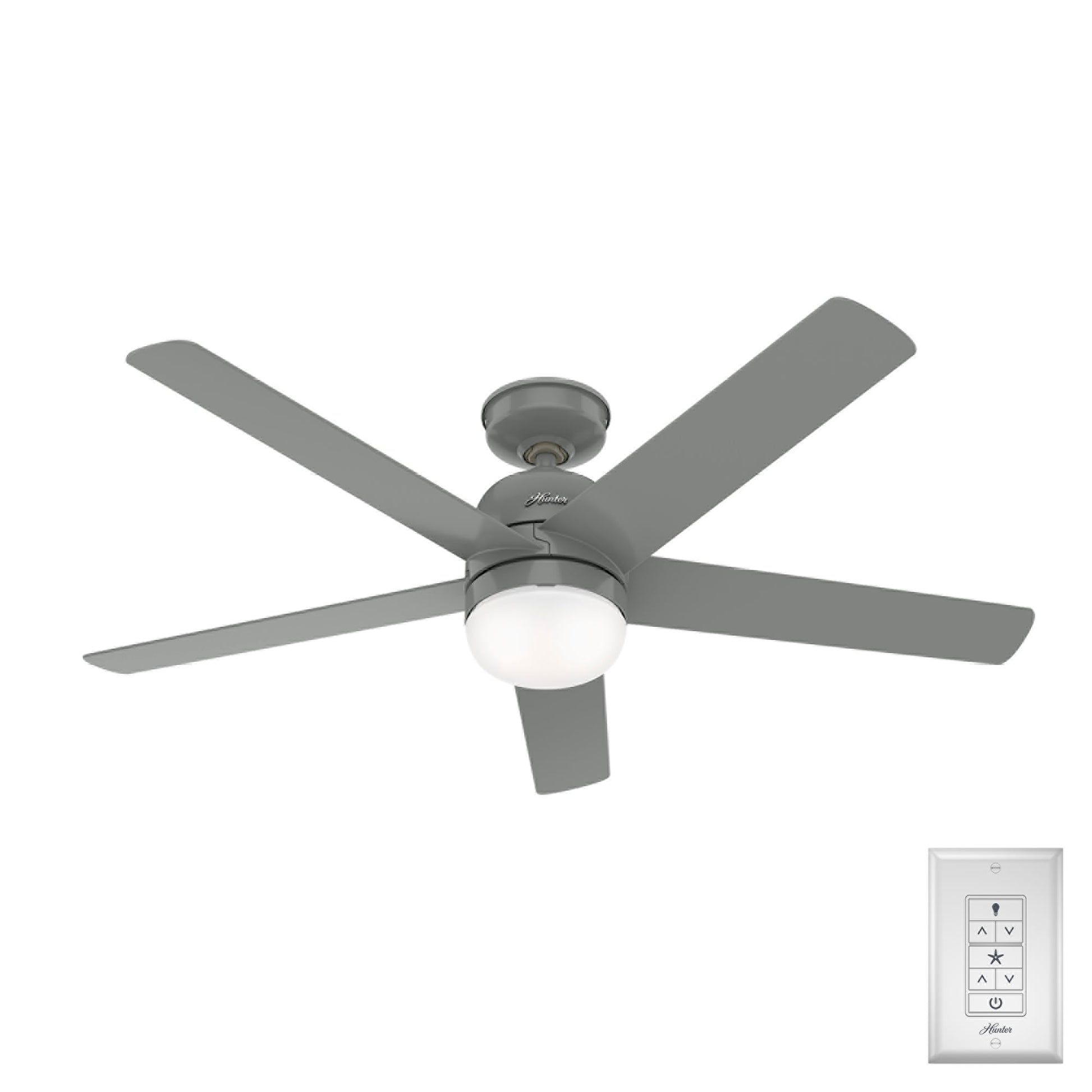 Hunter Anorak WeatherMax 52-in Outdoor Quartz Grey with Quartz Grey Blades Ceiling Fan With Light ( 5 -Blade ) 4952504