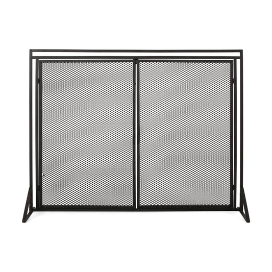 Home Decor 40-in Matte Black Iron 1-Panel Flat Twin Fireplace Screen 311959