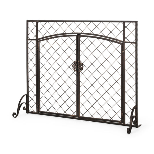 Best Selling Home Decor 39.5-in Black Brushed Gold Iron 3-Panel Flat Twin Fireplace Screen 312139