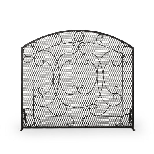 Home Decor 36-in Matte Black Iron 1-Panel Arched Fireplace Screen 311955