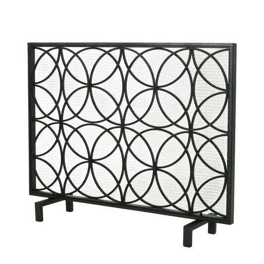Best Selling Home Decor 41-in Black Iron 1-Panel Flat Fireplace Screen 301548