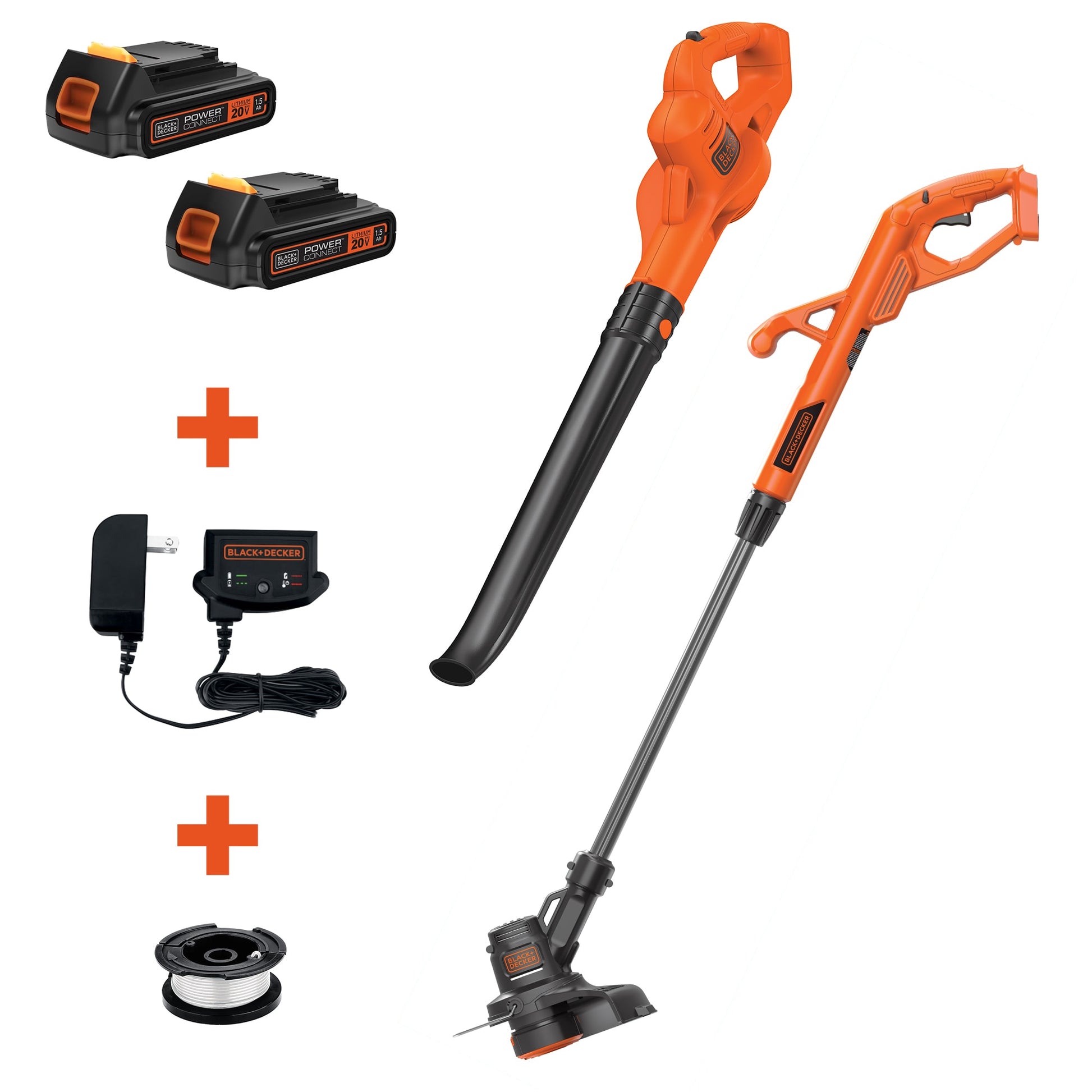 BLACK+DECKER POWER CONNECT 20-volt Max Cordless Battery String Trimmer and Leaf Blower Combo Kit 1.5 Ah (Battery & Charger Included) LCC222