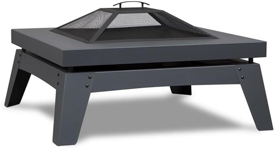 Bowery Hill Contemporary Wood Burning Fire Pit in Gray