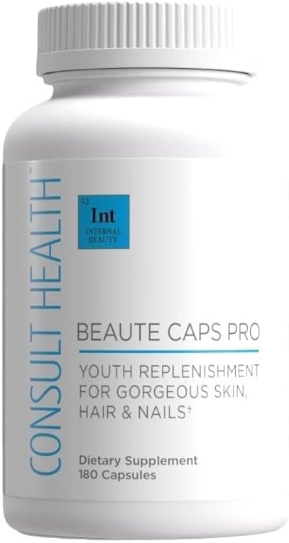 Consult Health Beaute Caps PRO - 10,500mg Biotin, Collagen, MSM, Clinically Tested Supplement Supports Healthy Hair Growth, Skin and Nails, USA Made - 180 Capsules