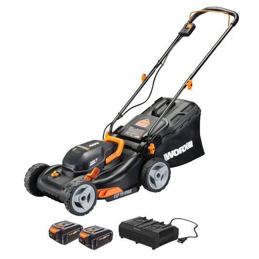 WORX Power Share 20-volt 17-in Cordless Push Lawn Mower 4 Ah (2-Batteries and Charger Included) WG743