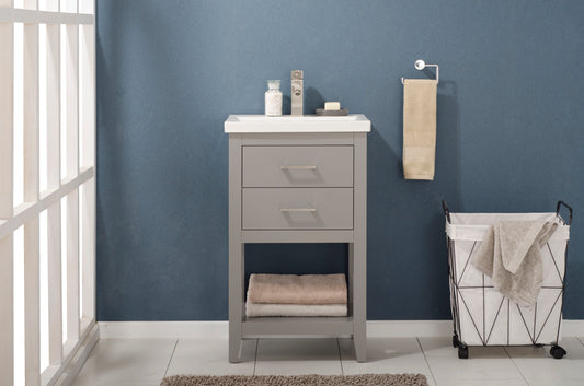 Design Element Cara 20-in Gray Single Sink Bathroom Vanity with White Porcelain Top