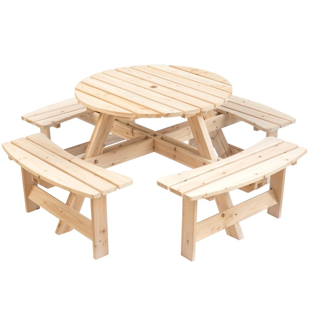 Gardenised 65-in Brown wood Round Picnic Table