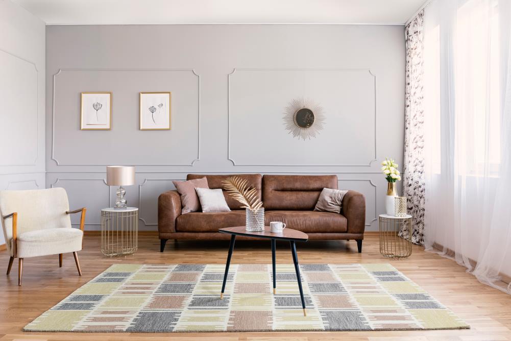 Alora Decor Rivera 8 x 10 (ft) Tufted Wool Brown, Green, Gray Rectangular Indoor Geometric Mid-Century Modern Pet Friendly Area rug