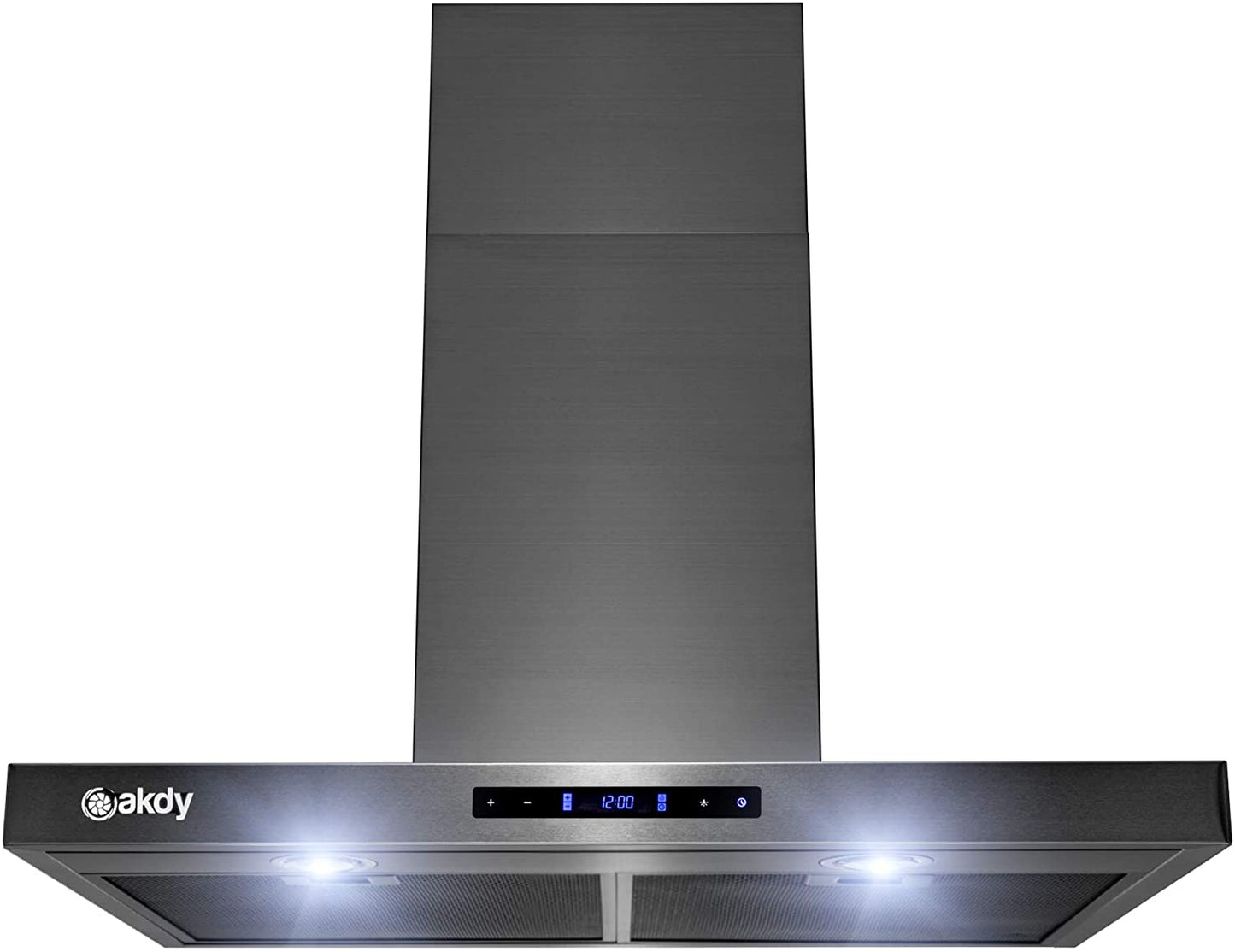 AKDY 30-in 343-CFM Convertible Black Brushed Stainless Steel Wall-Mounted Range Hood