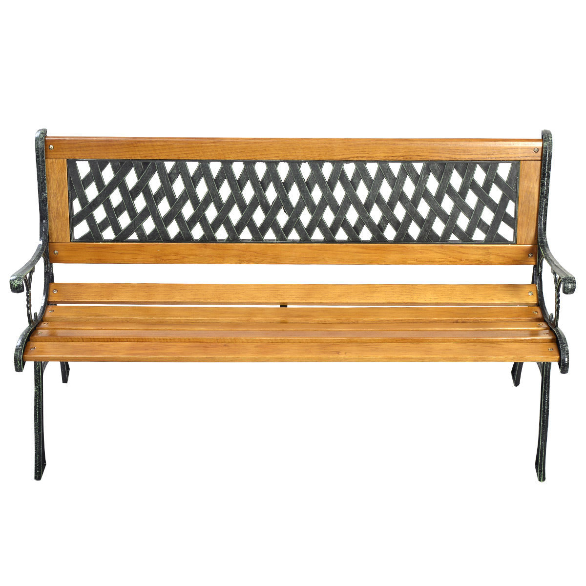 Clihome 49.5-in W x 29-in H Black and natural Iron Garden Bench