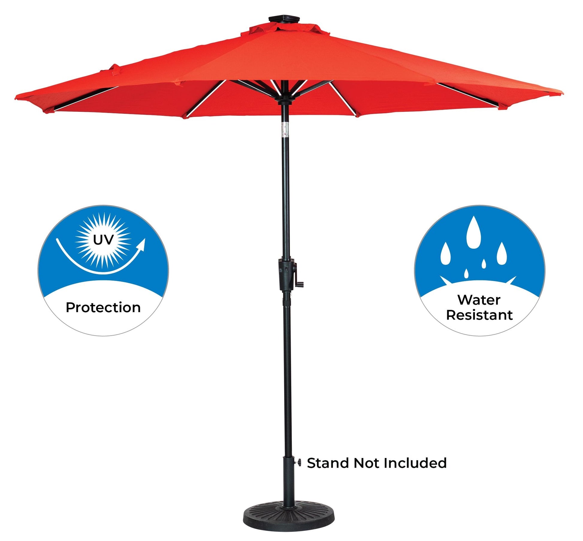 Sun-Ray 9-ft Aluminum Red Market Patio Umbrella with Lights