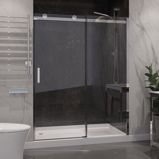 ANZZI Rhodes Polished chrome 60-in W x 76-in H Frameless Clear Glass Sliding Shower door