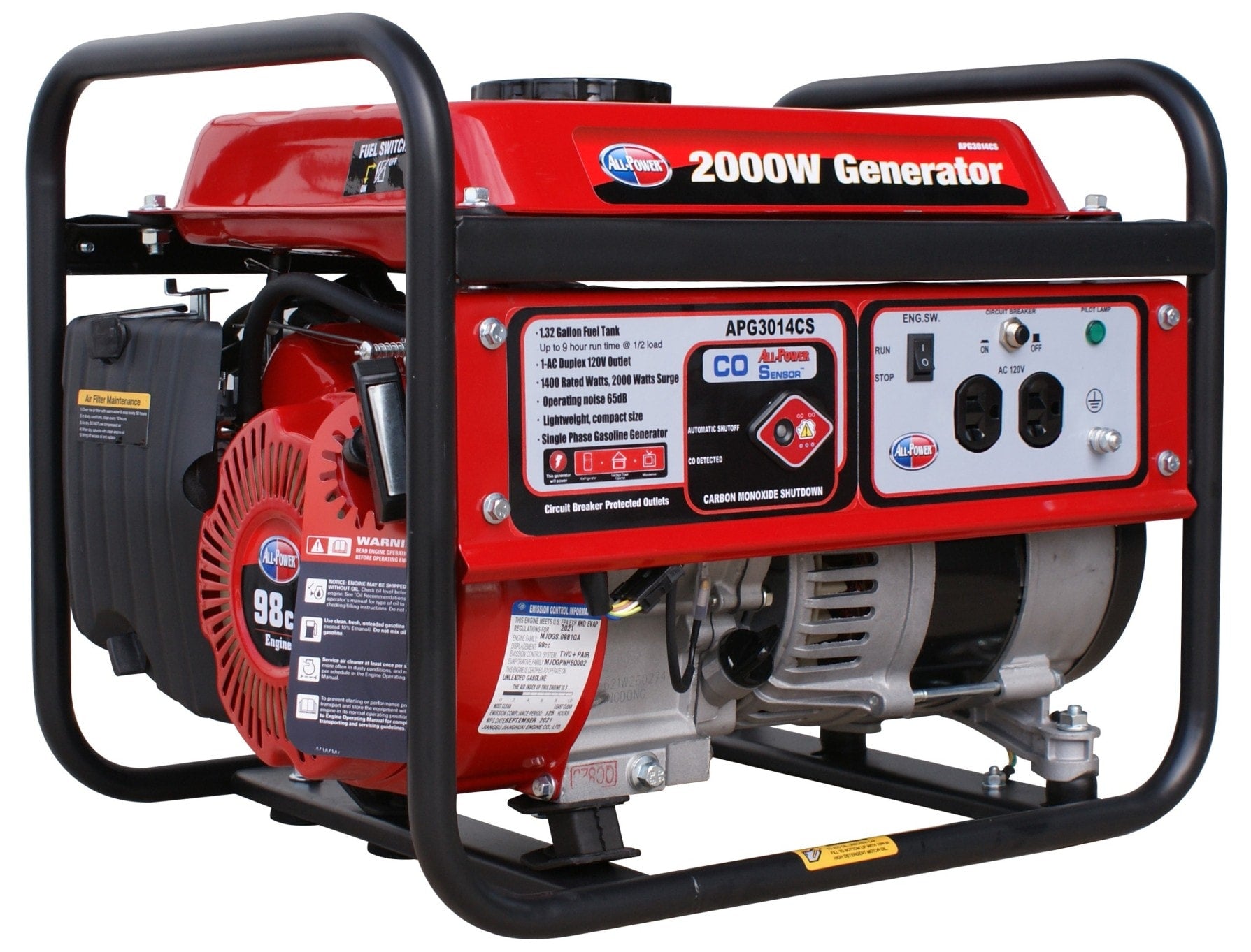 All Power 2000-Watt Gas Powered Portable Generator, 3 HP 4-Stroke Engine, Up to 1800 Running Watts APG3014CS